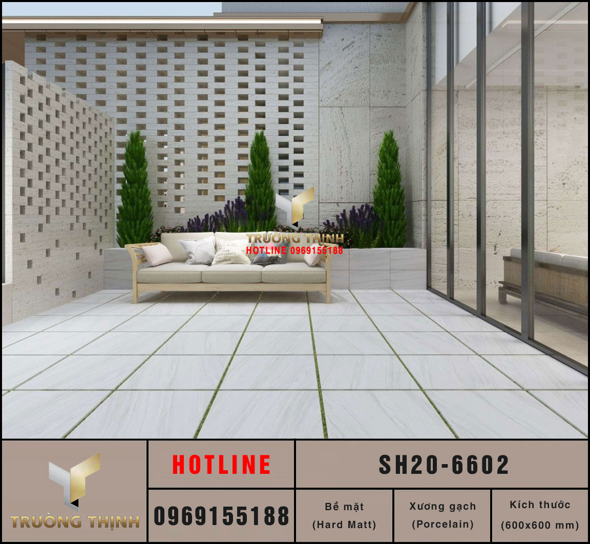 Gạch dày 2 phân 600x600 Viglacera Sông Hồng SH20-6602 vân đá