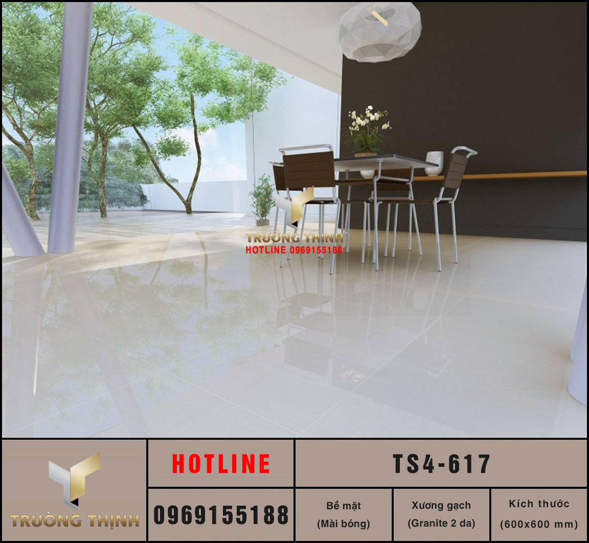 Gạch granite 2 da vân đá vôi 600x600 Viglacera TS4-617 giá rẻ