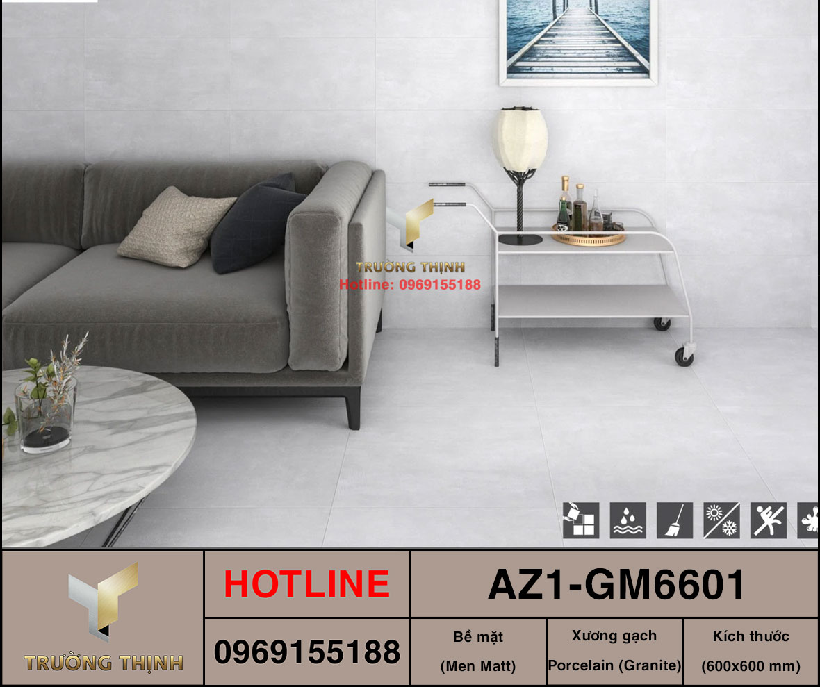Gạch ốp lát 600x600 Viglacera United Arizona AZ1-GM6601