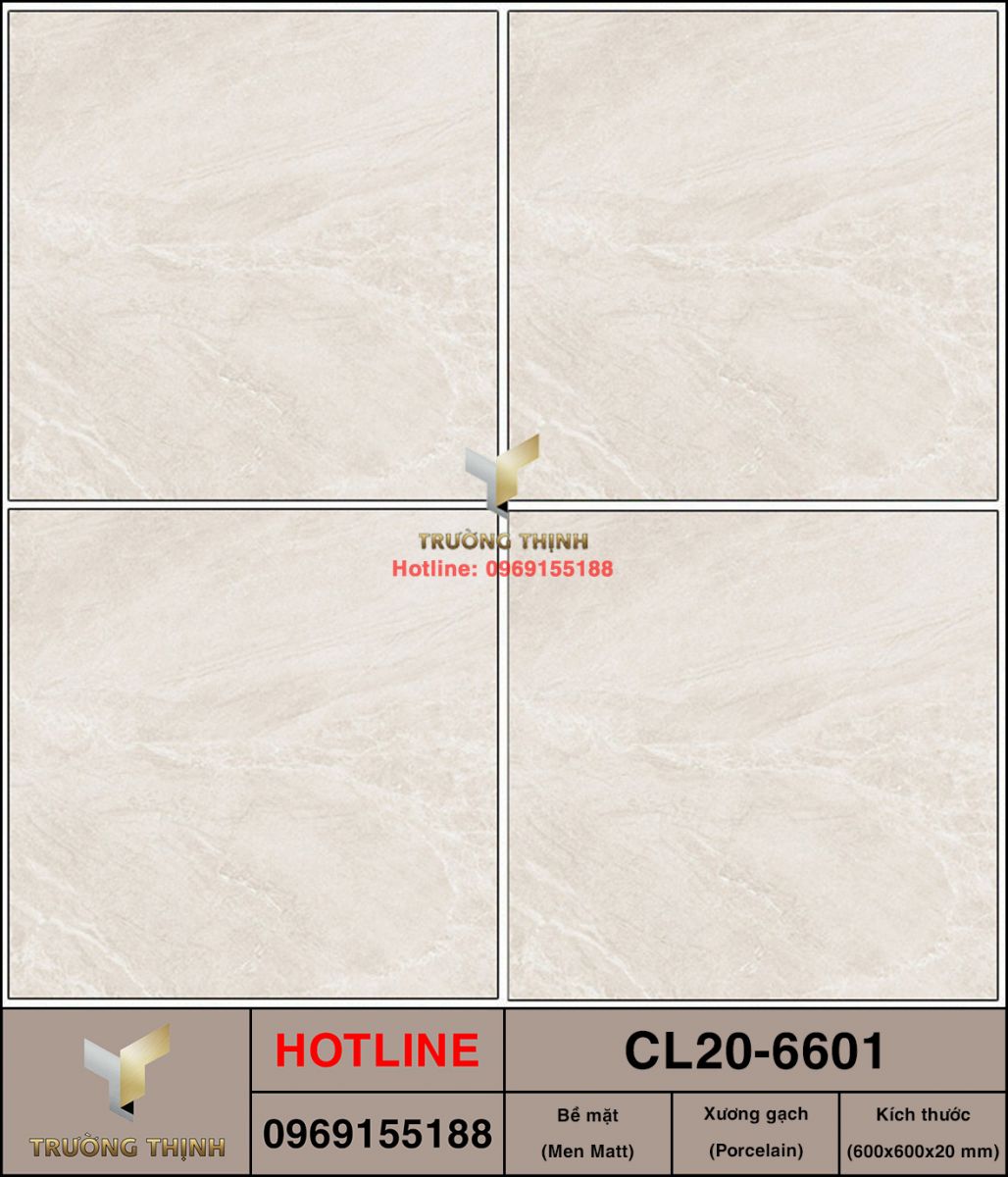 Gạch 600x600 Viglacera Cửu Long CL20-6601