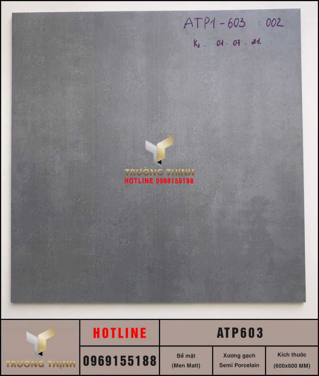 Gạch lát chống trơn vân xi măng 600x600 Viglacera ATP603 - Sang trọng, Bền bỉ cho mọi không gian