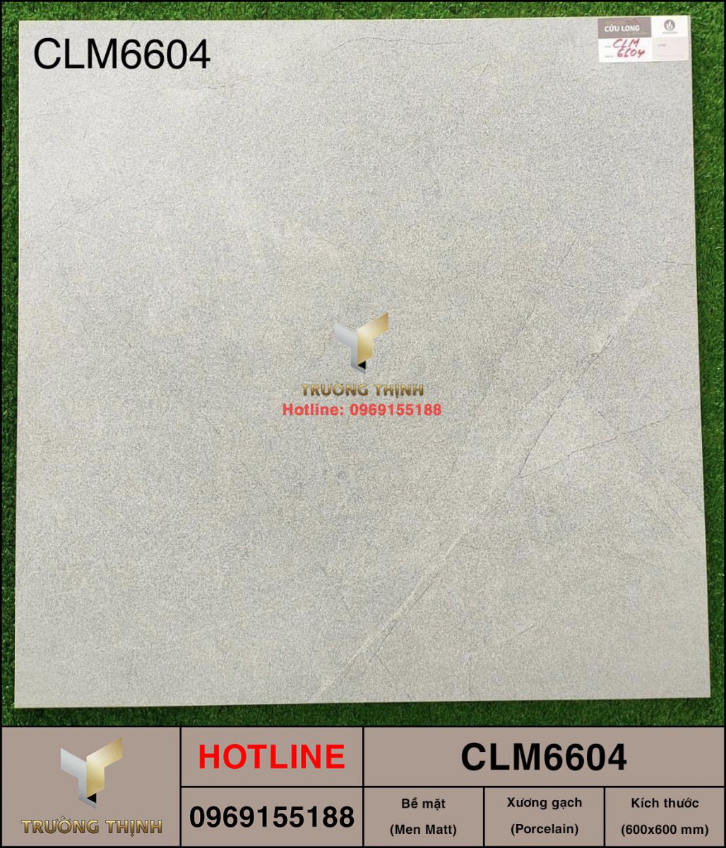 Gạch lát nền 600x600 Viglacera Cửu Long CLM6604 vân đá