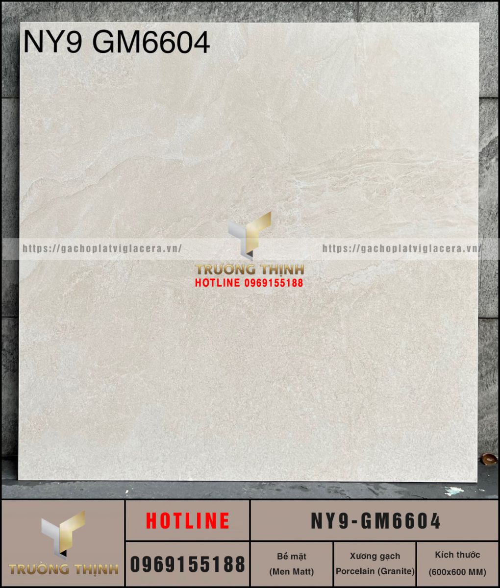 Gạch lát nền Viglacera NY9-GM6604 600x600 Men Matt Màu Be Cao Cấp