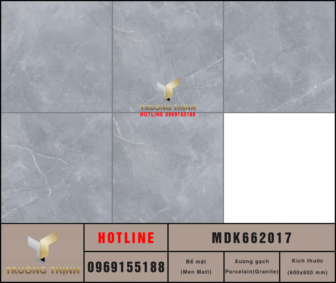 Gạch ốp lát granite vân đá màu xám 600x600 Viglacera MDK662017: Sự Lựa Chọn Hoàn Hảo Cho Không Gian Hiện Đại