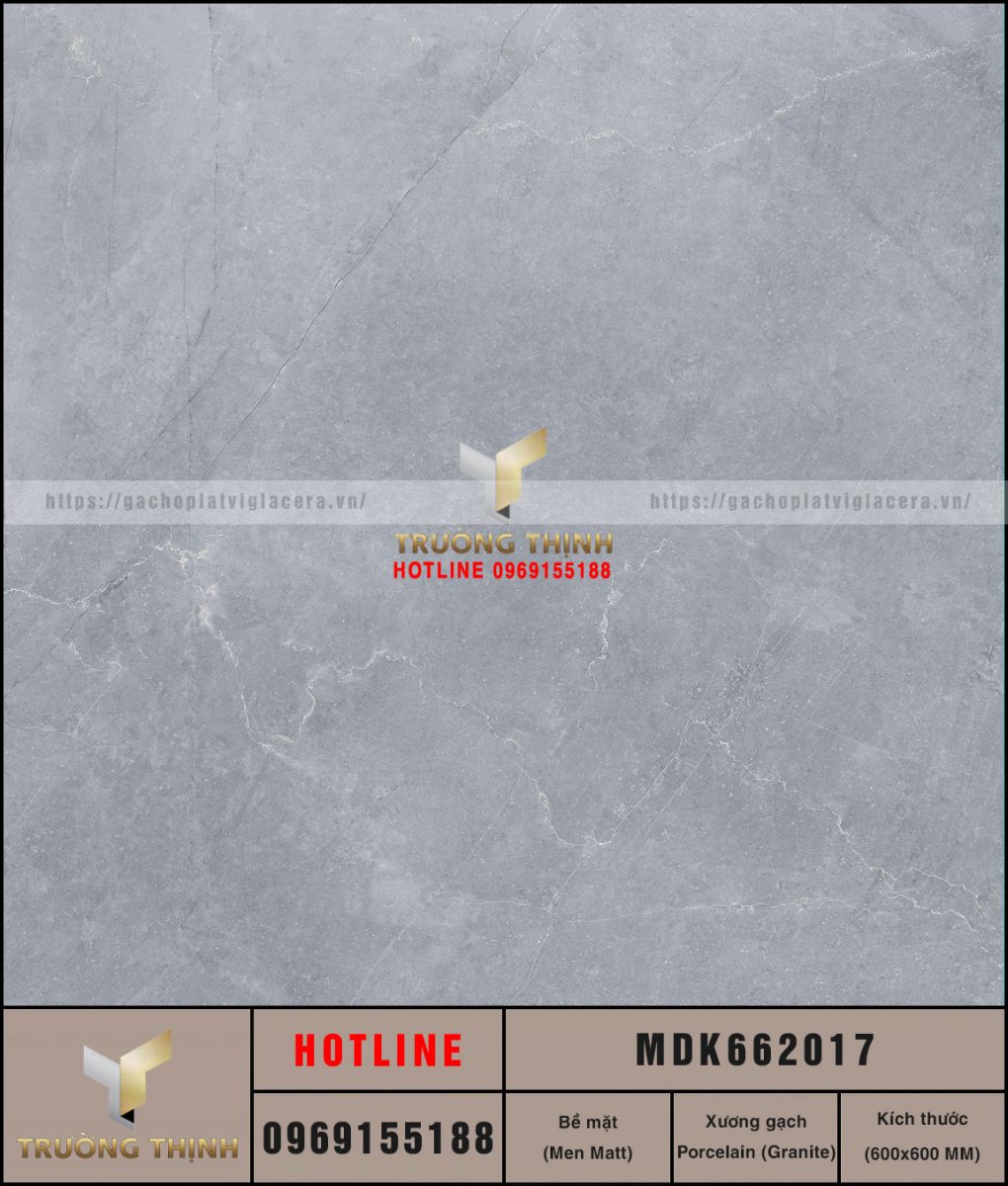 Gạch ốp lát granite vân đá màu xám 600x600 Viglacera MDK662017: Sự Lựa Chọn Hoàn Hảo Cho Không Gian Hiện Đại