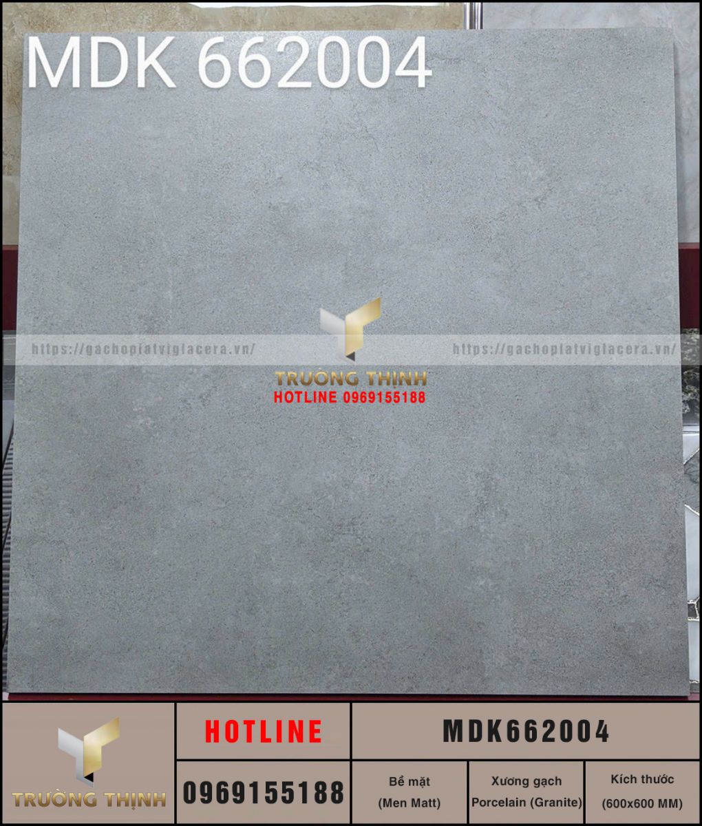 Gạch Viglacera MDK662004 - Granite Vân Xi Măng Màu Ghi 600x600 Giá Tốt