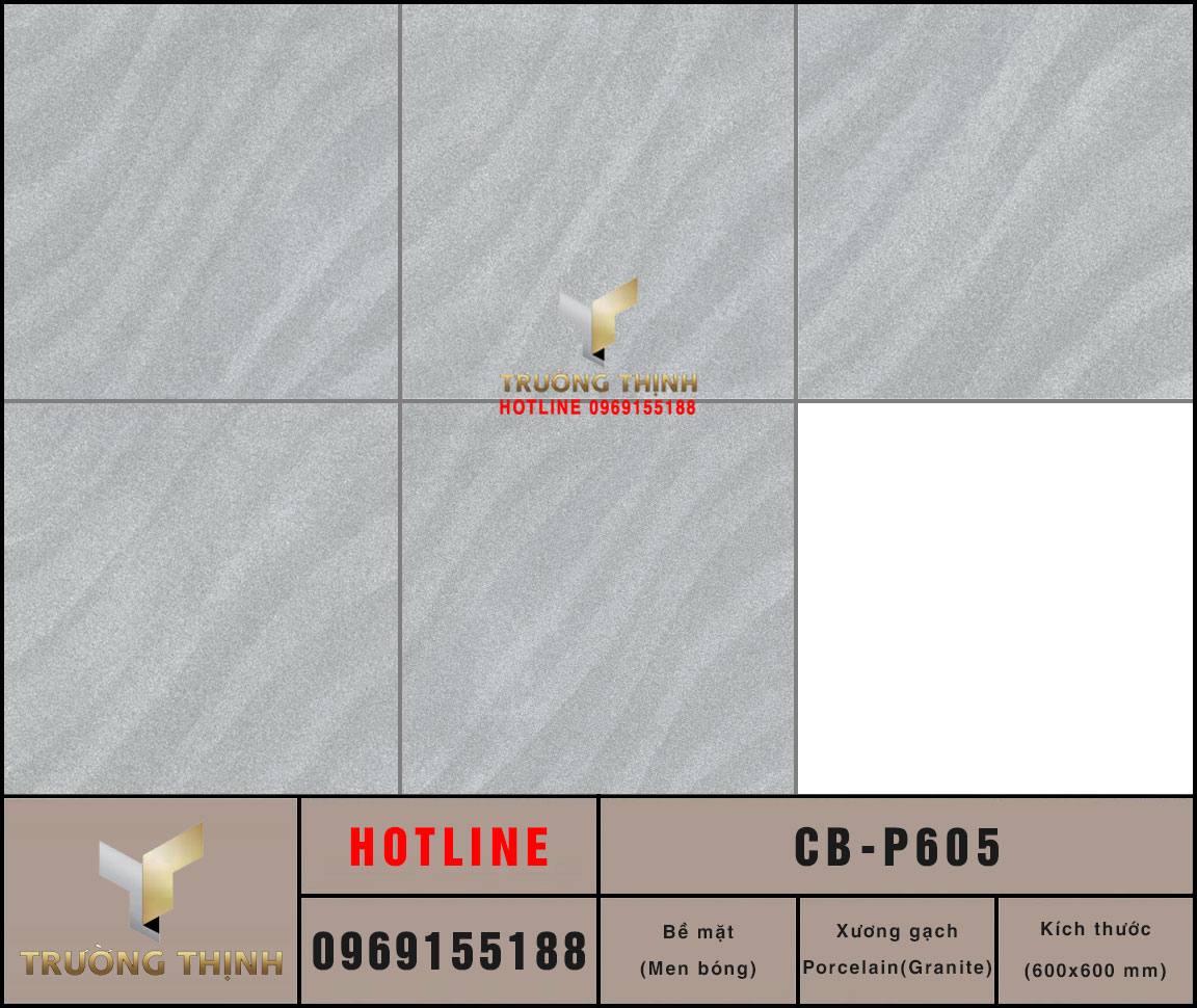 Gạch lát nền bóng kiếng 600x600 Viglacera Platinum CB-P605: Đẳng cấp cho không gian hiện đại