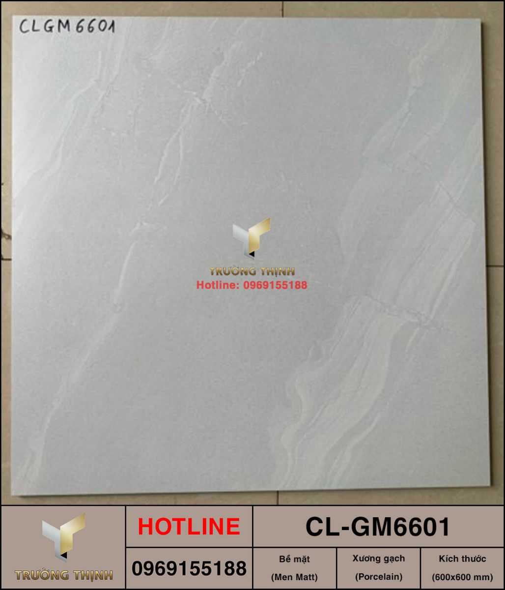Gạch lát nền chống trơn 600x600 Viglacera CL-GM6601 vân đá