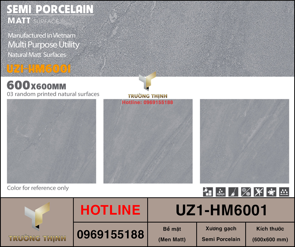 Gạch lát nền 600x600 Viglacera UZ1-HM6001
