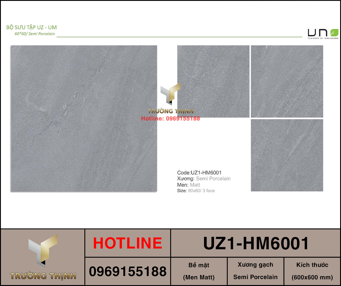 Gạch lát nền 600x600 Viglacera UZ1-HM6001