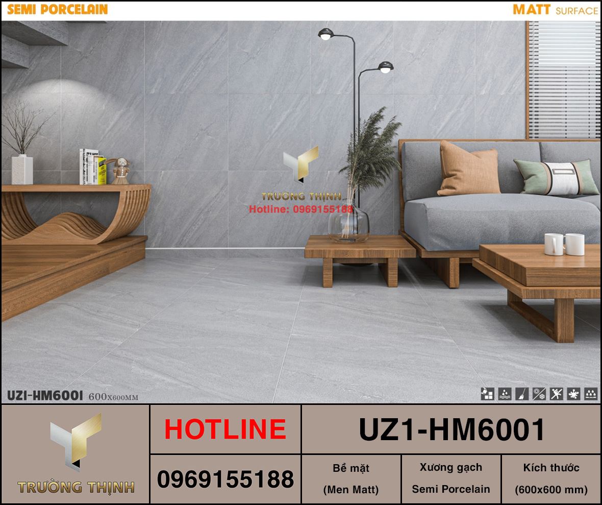 Gạch lát nền 600x600 Viglacera UZ1-HM6001