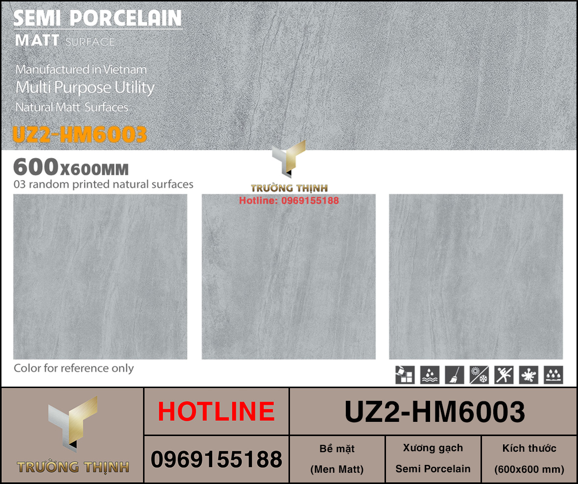 Gạch lát nền 600x600 Viglacera UZ2-HM6003