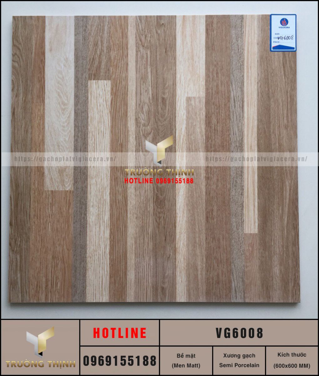 Gạch Lát Nền Chống Trơn Vân Gỗ 600x600 Viglacera VG6008 – Đẳng Cấp & An Toàn