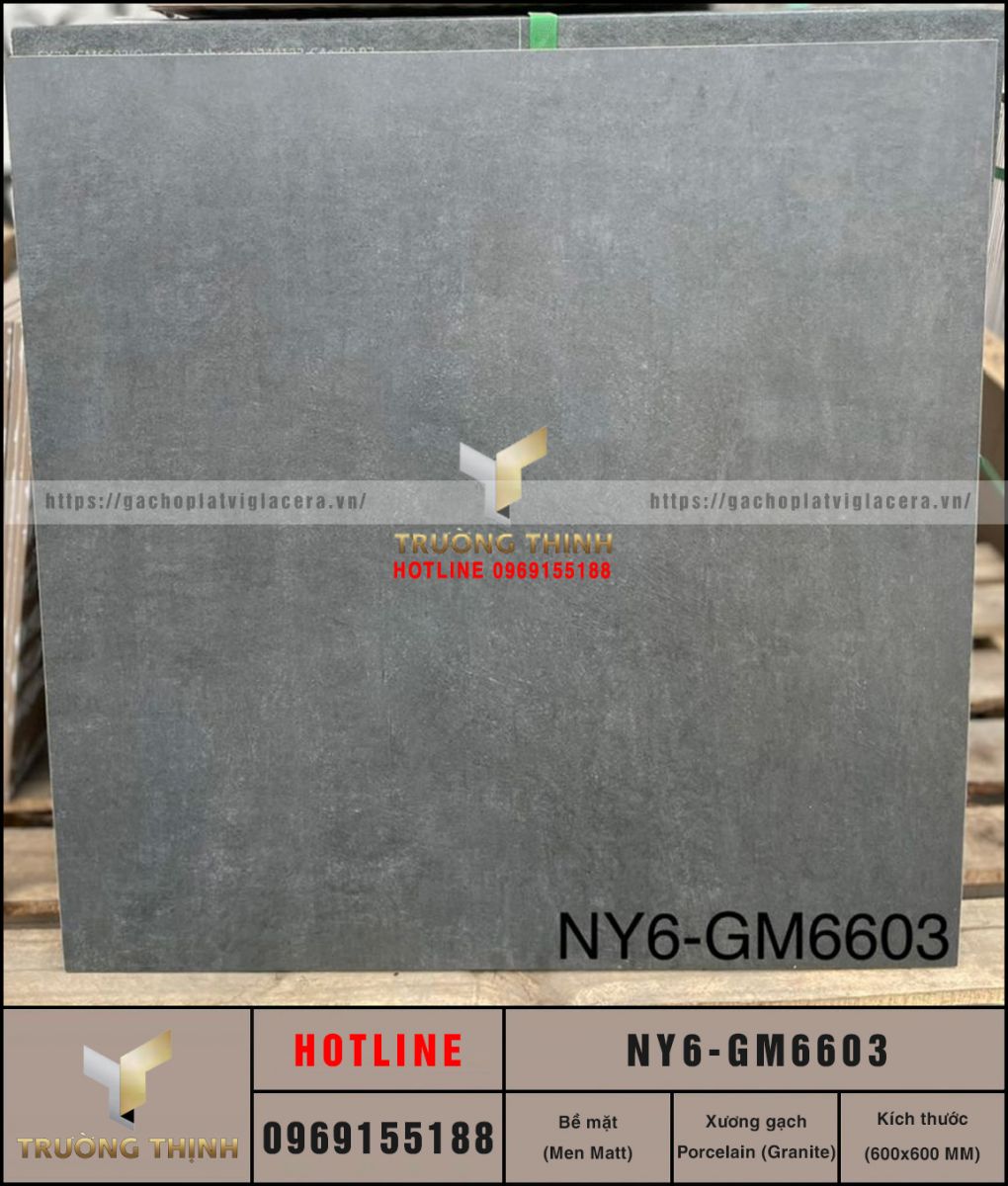 Gạch Viglacera NY6-GM6603 600x600 Vân Xi Măng - Chống Trơn Cực Tốt