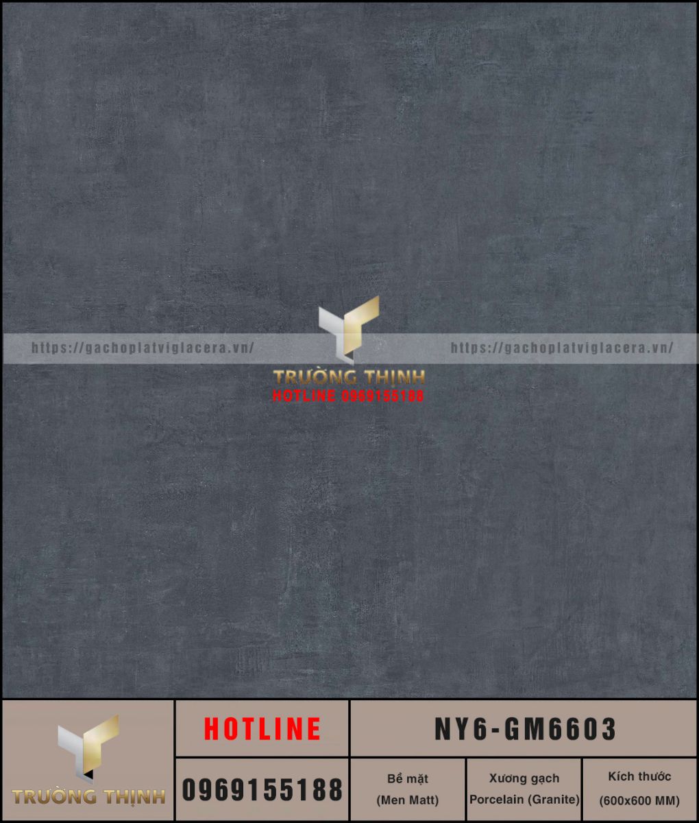 Gạch lát nền chống trơn vân xi măng 600x600 Viglacera NY6-GM6603: Đẳng cấp từ sự tối giản