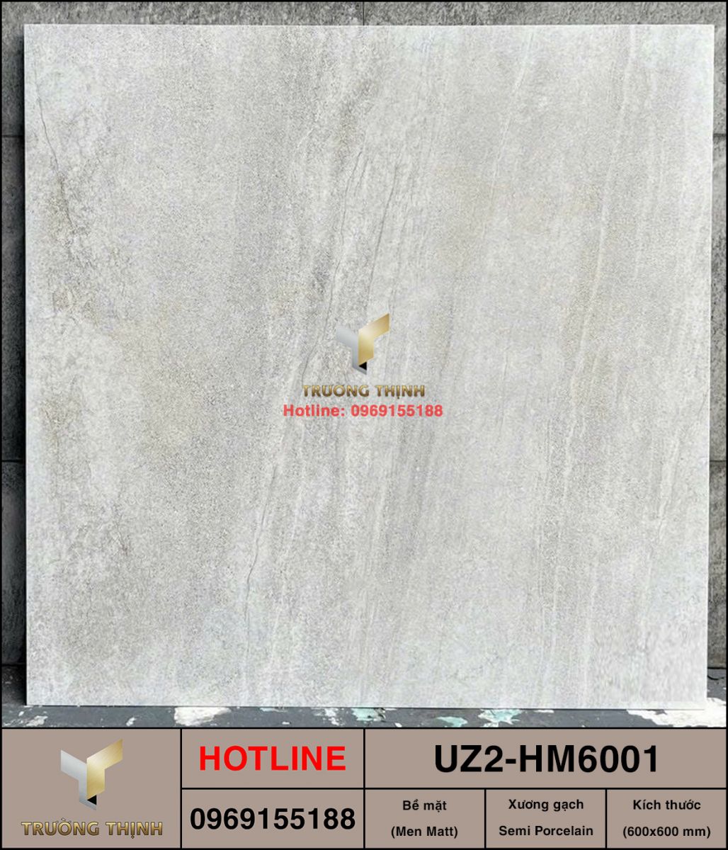 Gạch lát nền chống trượt 600x600 Viglacera UZ2-HM6001 – Giải pháp tối ưu cho mọi công trình