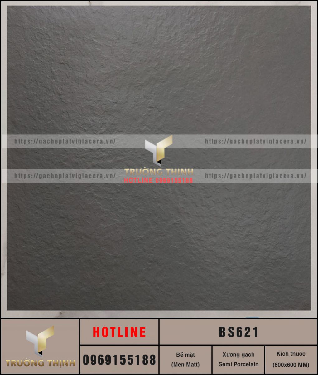 Gạch lát nền đơn màu màu xám 600x600 Viglacera BS621