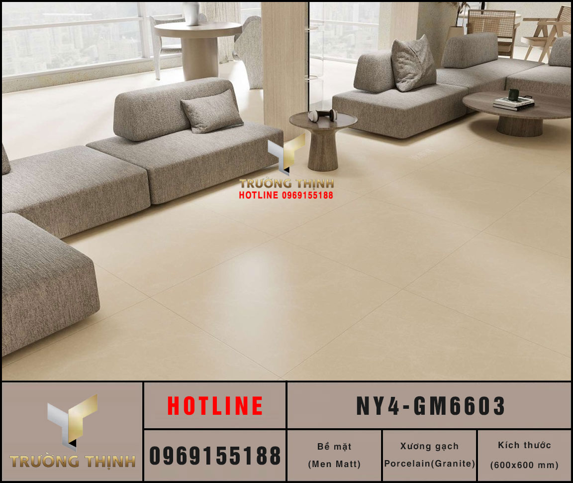 Gạch Lát Nền Granite 600x600 Viglacera NY4-GM6603 Màu Be Chống Trơn