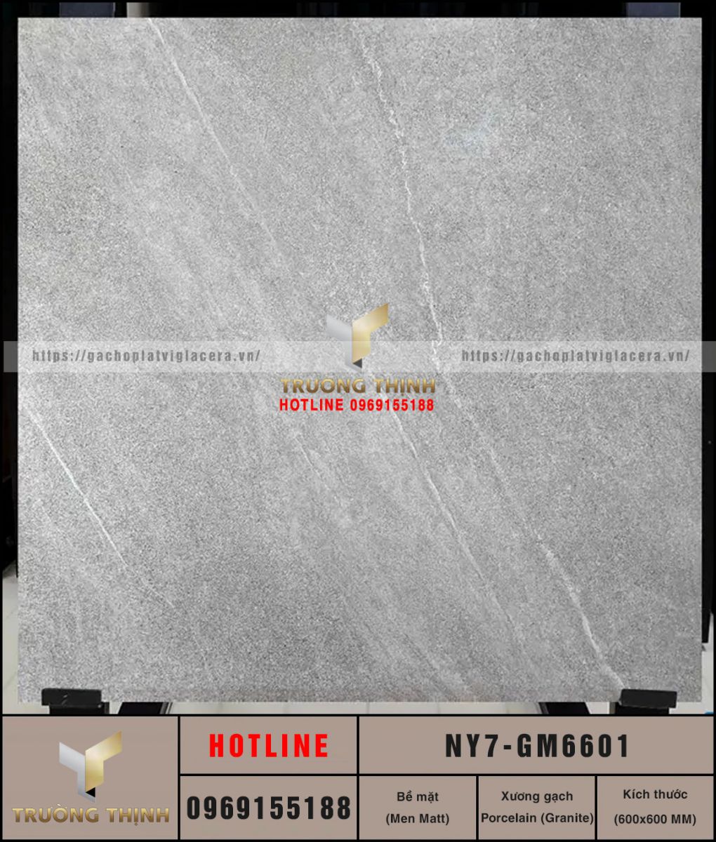 Gạch lát nền granite vân đá men Matt 600x600 Viglacera NY7-GM6601