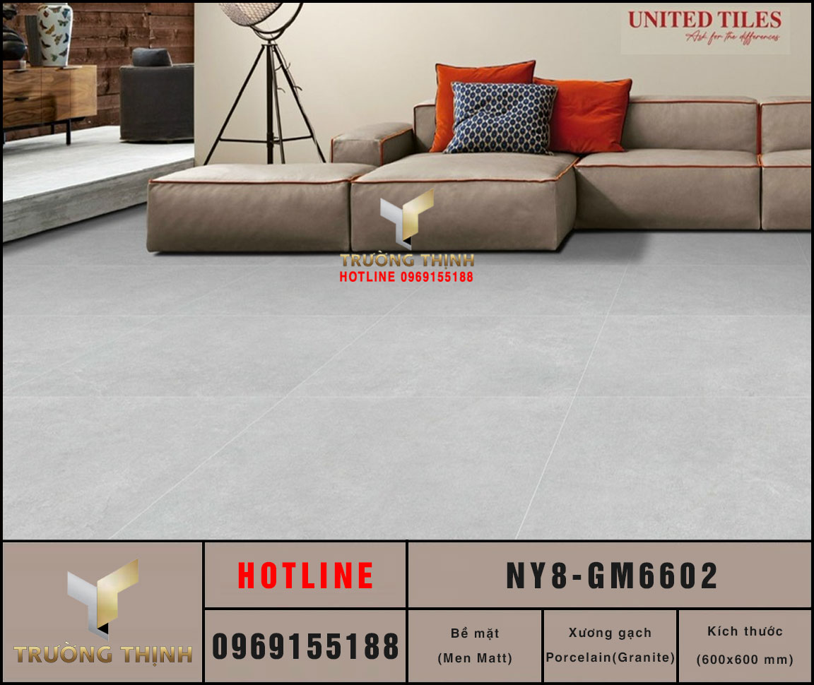 Gạch Viglacera NY8-GM6602 600x600 Vân Xi Măng Chống Trơn Giá Tốt