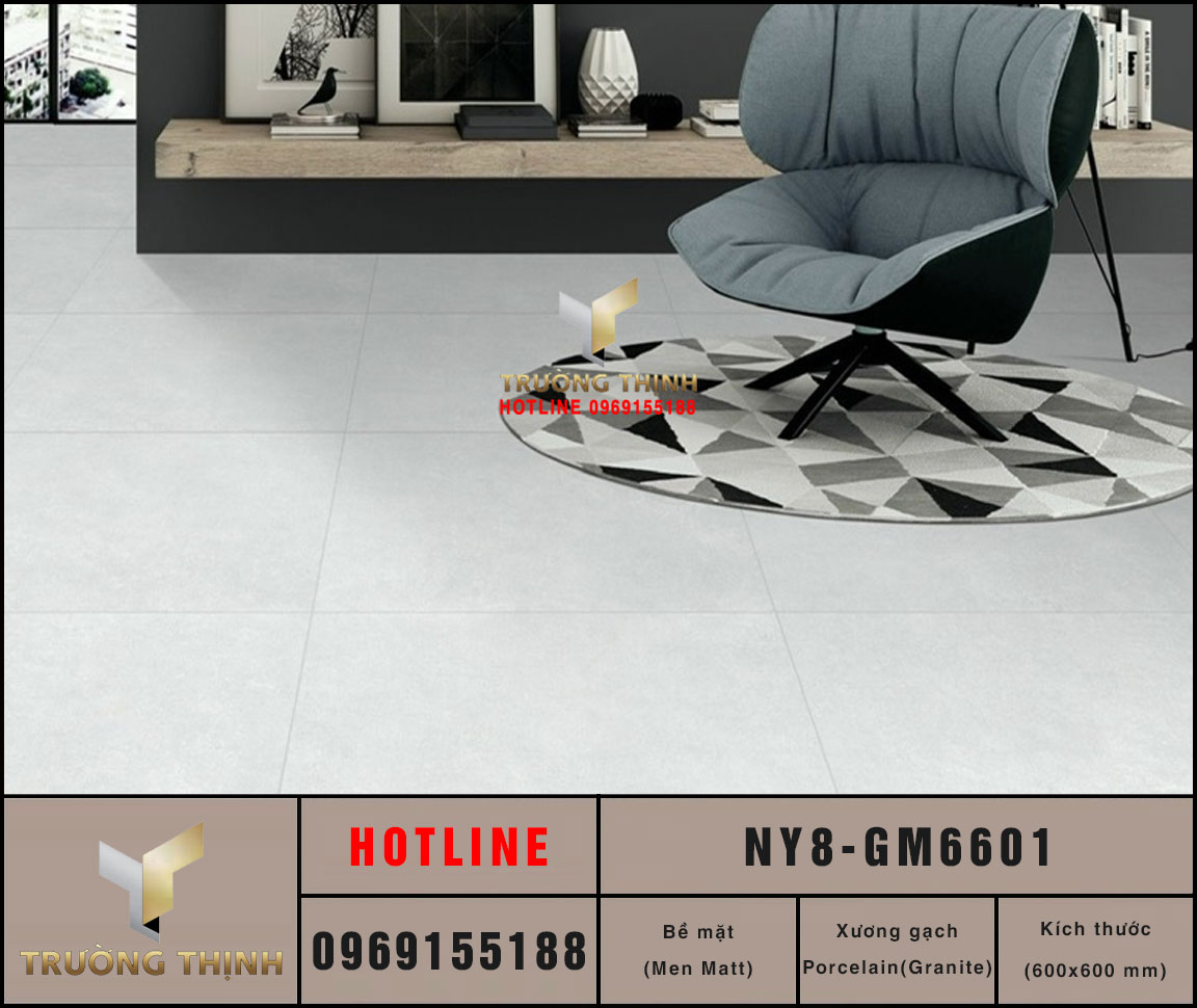 Gạch Lát Nền Granite Vân Xi Măng 600x600 Viglacera NY8-GM6601 | Giá Tốt