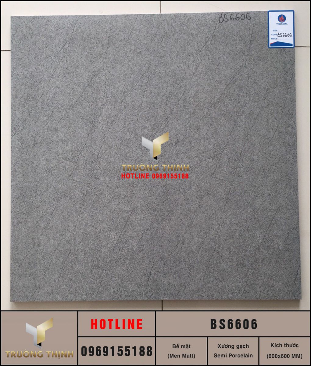 Gạch Lát Nền Viglacera BS6606 Men Matt Xám 600x600 - Bền Đẹp, Sang Trọng