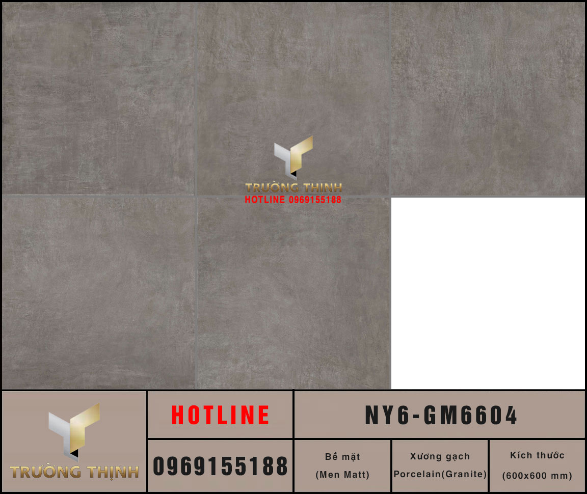 Gạch lát nền men Matt vân xi măng 600x600 Viglacera NY6-GM6604: Đẳng cấp từ BST United New York