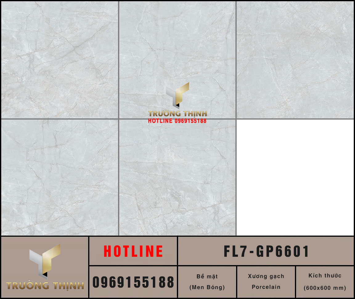 Gạch lát nền men bóng màu ghi sáng 600x600 Viglacera FL7-GP6601 – Vẻ đẹp hiện đại và đẳng cấp