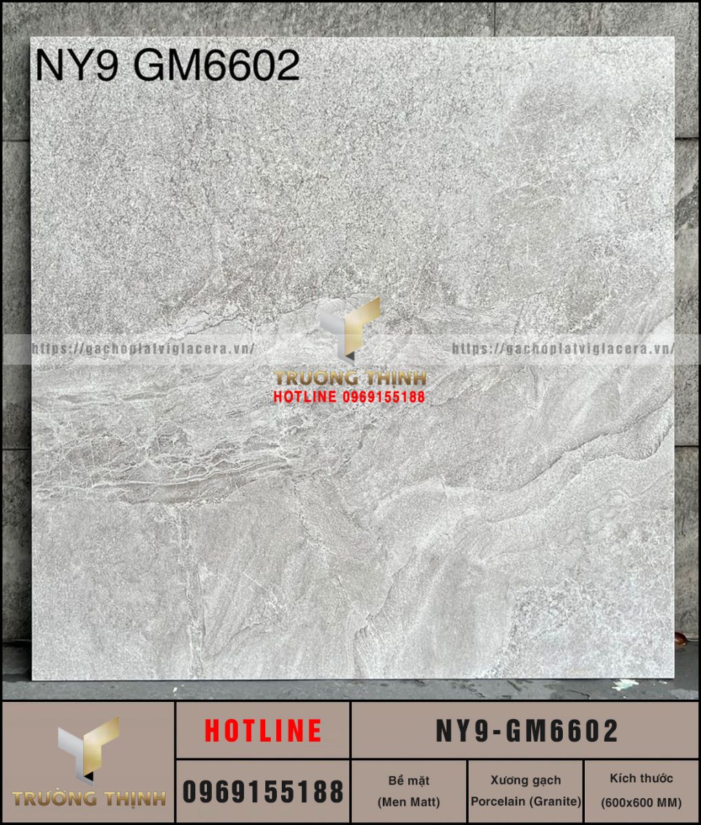 Gạch Viglacera NY9-GM6602 600x600: Men Matt Giả Đá Đẳng Cấp Mỹ