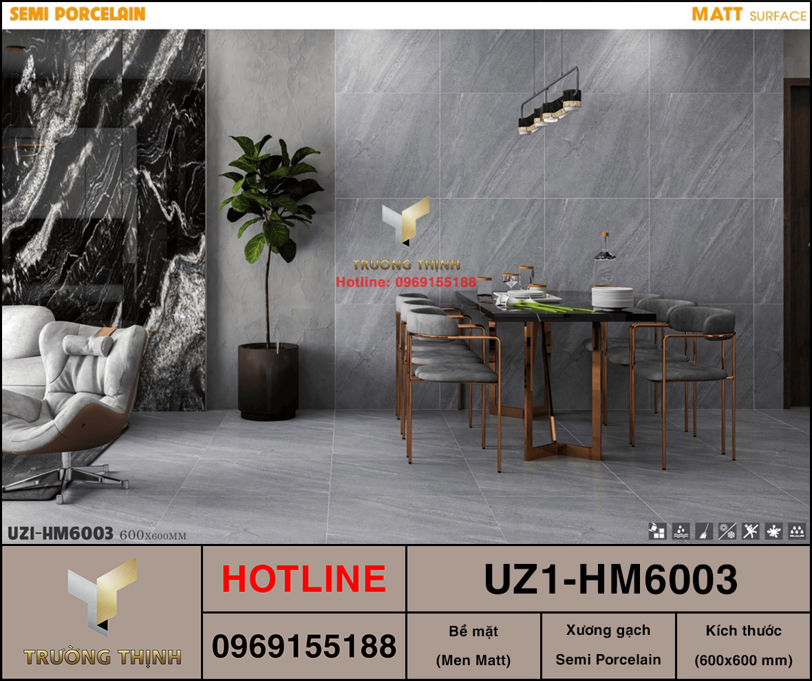 Gạch lát nền 600x600 Viglacera UZ1-HM6003