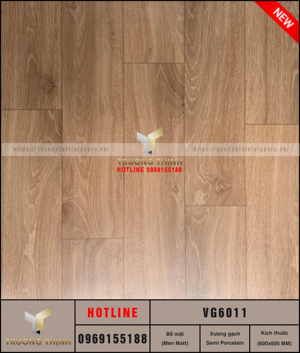 Gạch lát nền vân gỗ 600x600 Viglacera VG6011 giá rẻ