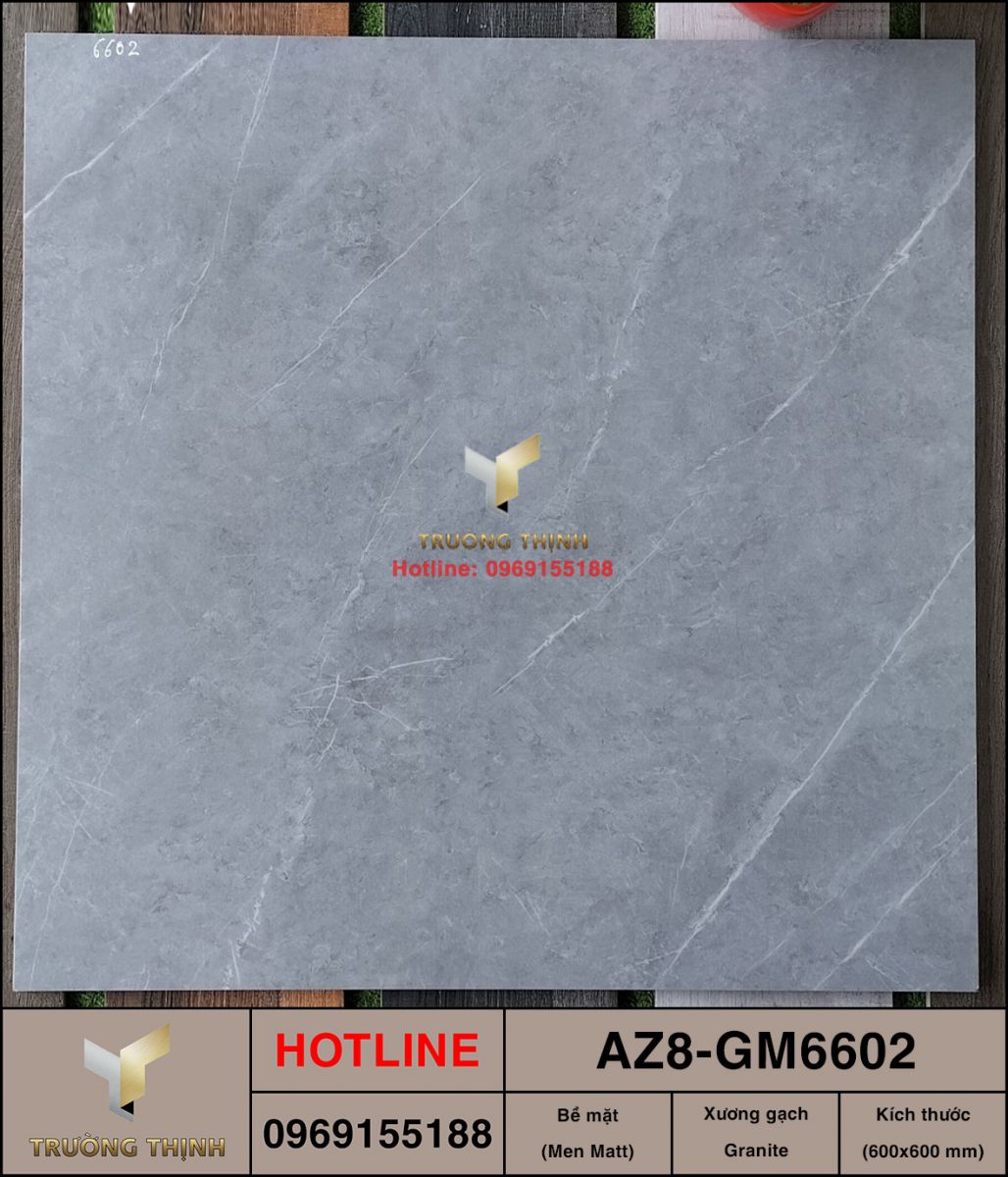 Gạch lát nền vân đá 600x600 Viglacera AZ8-GM6602 cao cấp