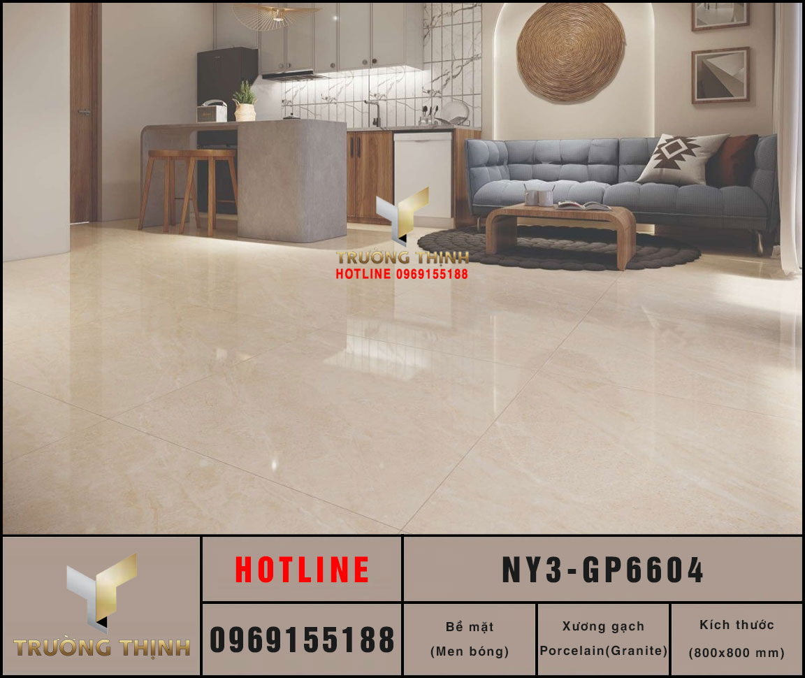 Gạch lát nền vân đá màu be 600x600 Viglacera NY3-GP6604: Đẳng cấp từ Bộ sưu tập United New York