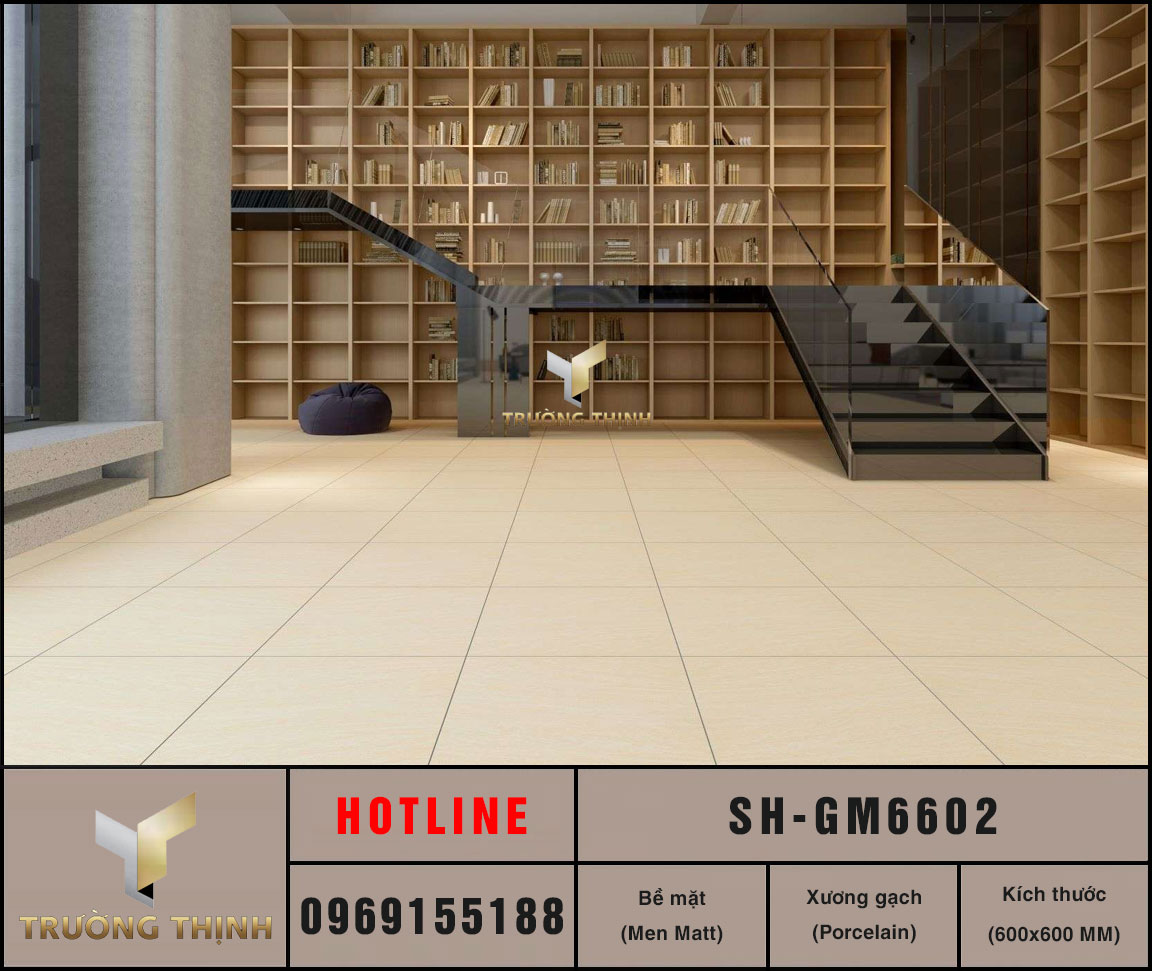 Gạch lát nền vân đá màu be 600x600 Viglacera SH-GM6602: Sang trọng, bền đẹp, tối ưu chi phí