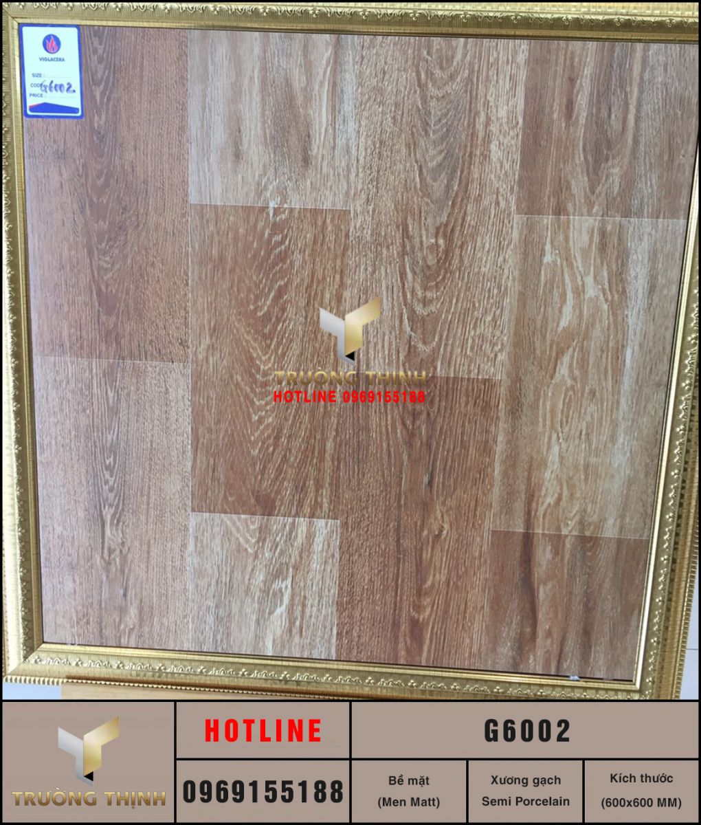 Gạch lát nền vân gỗ màu nâu 600x600 Viglacera G6002 | Chính hãng, Giá tốt tại Trường Thịnh