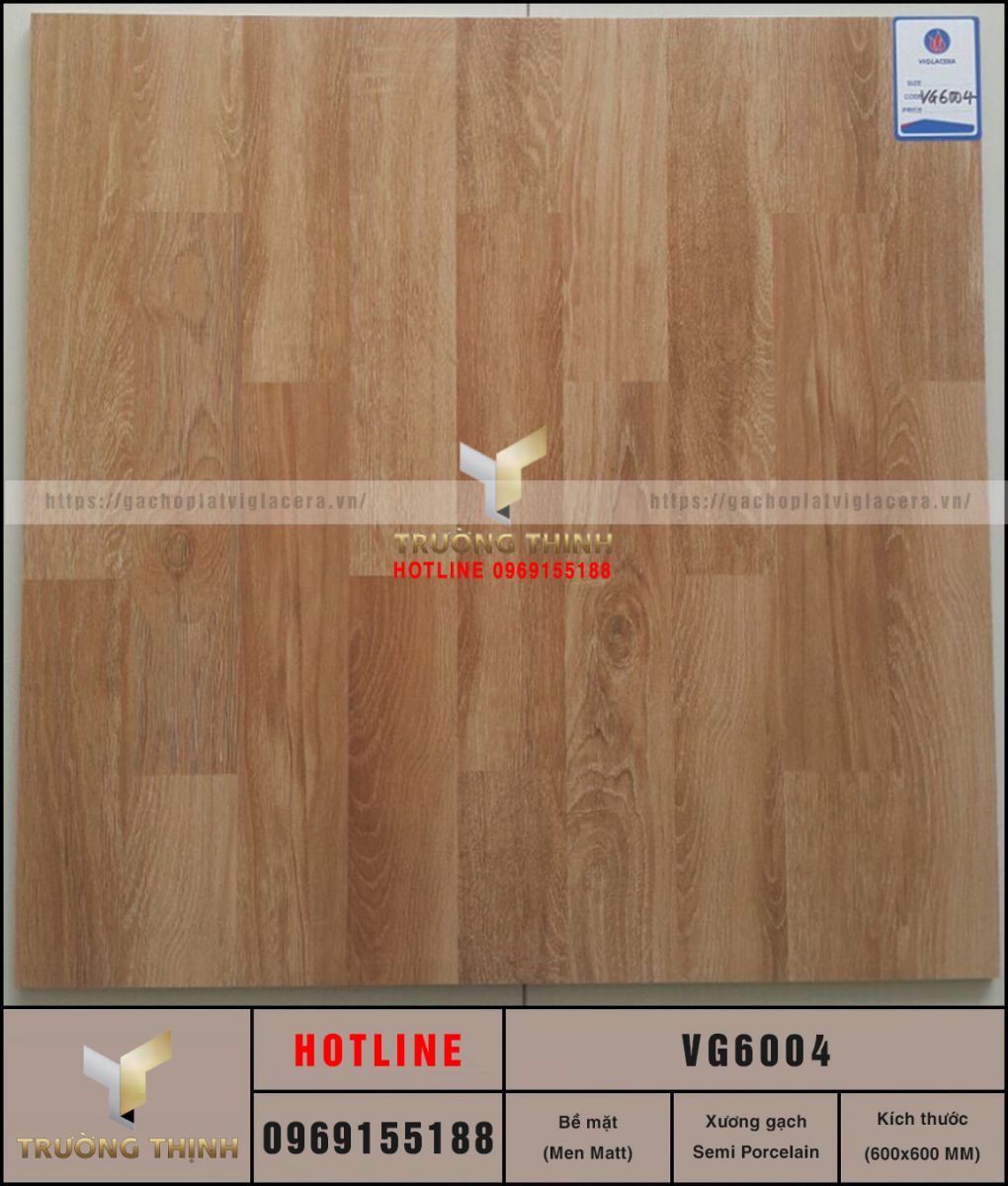 Gạch Lát Nền Vân Gỗ Màu Nâu 600x600 Viglacera VG6004 – Tinh Tế & Bền Bỉ