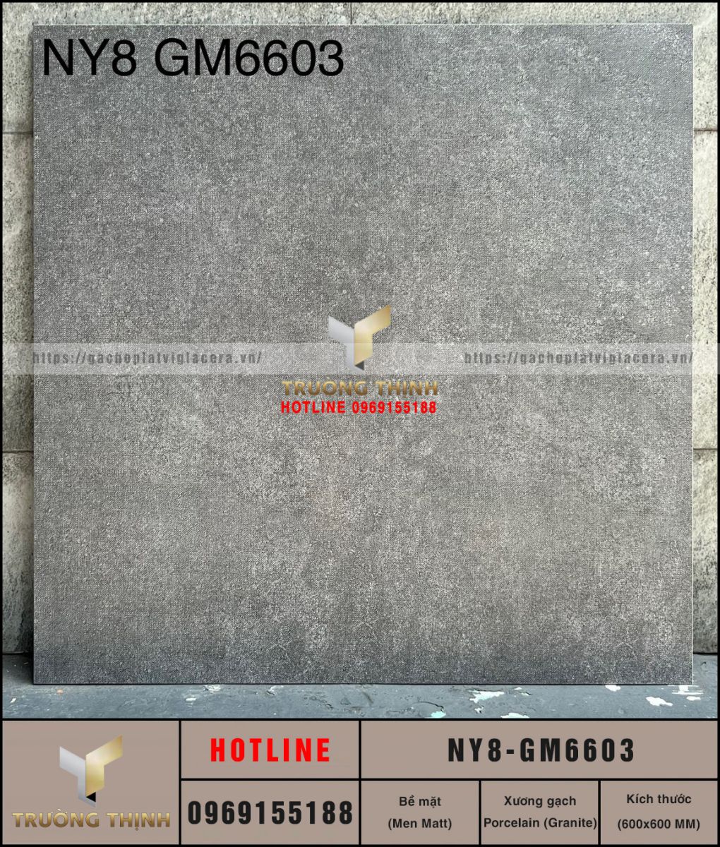 Gạch Viglacera NY8-GM6603 60x60 Vân Xi Măng Xám - Đẳng Cấp New York
