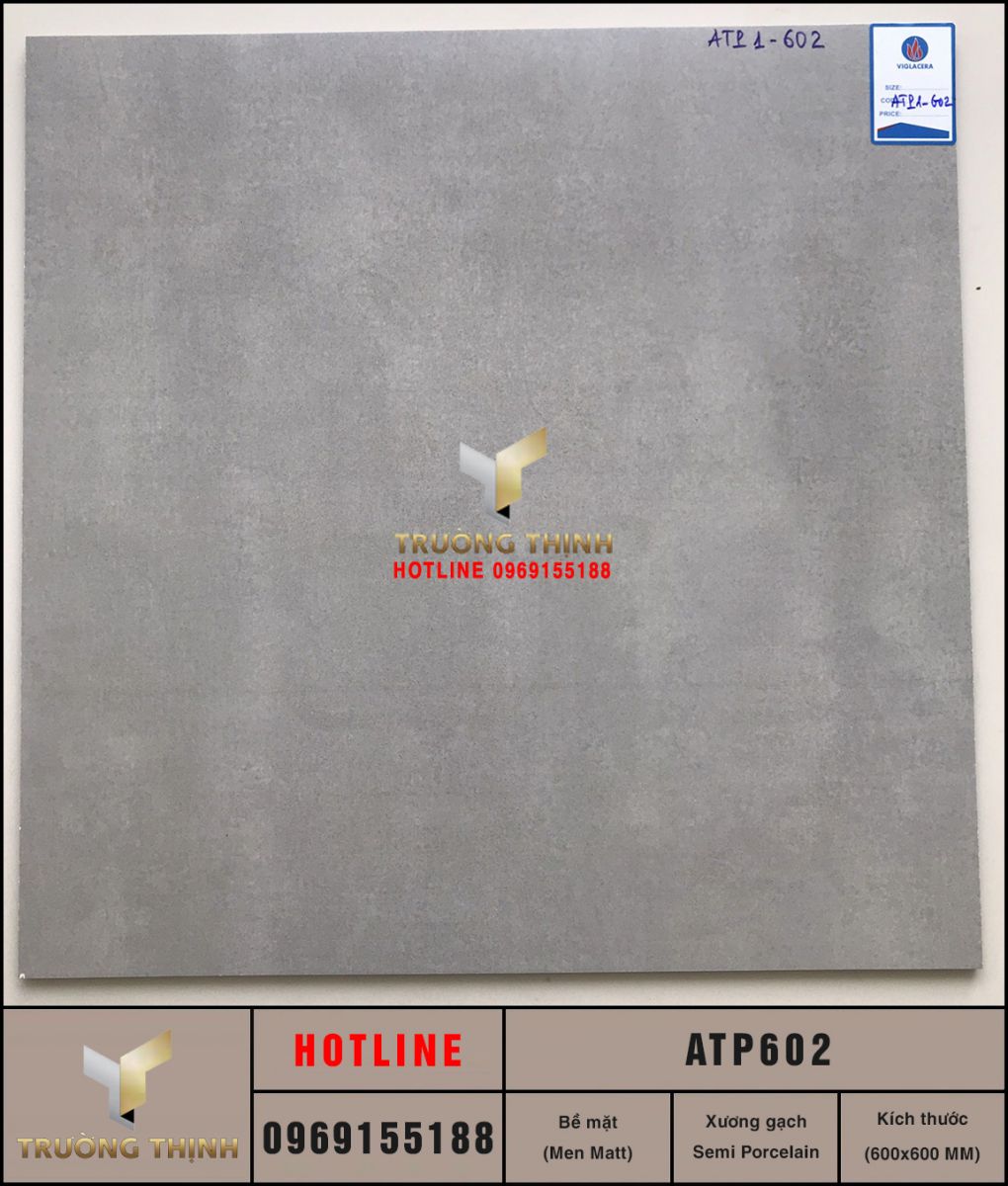 Gạch lát nền Viglacera ATP602 - Xương bán sứ 600x600 vân xi măng | Trường Thịnh Group