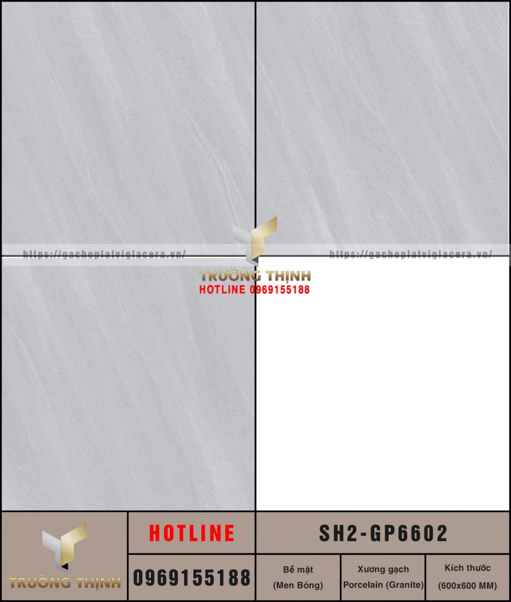 Gạch lát nền xương đá 600x600 Viglacera SH2-GP6602: Vẻ đẹp tinh tế từ BST Sông Hồng