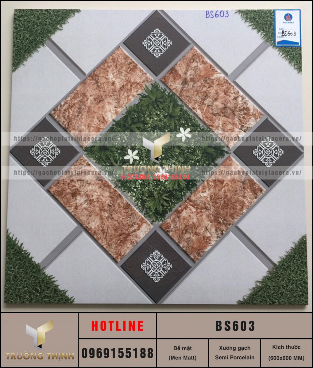 Gạch lát sân vườn chống trơn 600x600 Viglacera BS603 giá rẻ