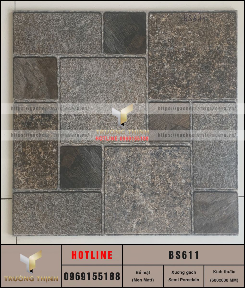 Gạch Lát Sân Vườn Giả Cổ 600x600 Viglacera BS611 – Vẻ Đẹp Mộc Mạc Cho Không Gian Sống Cấp Cấp
