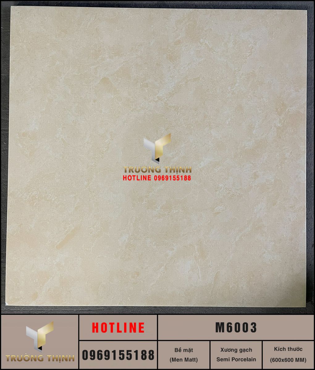 Gạch lát vân đá màu be 600x600 Viglacera M6003 | Bán sứ - Giá tốt Trường Thịnh