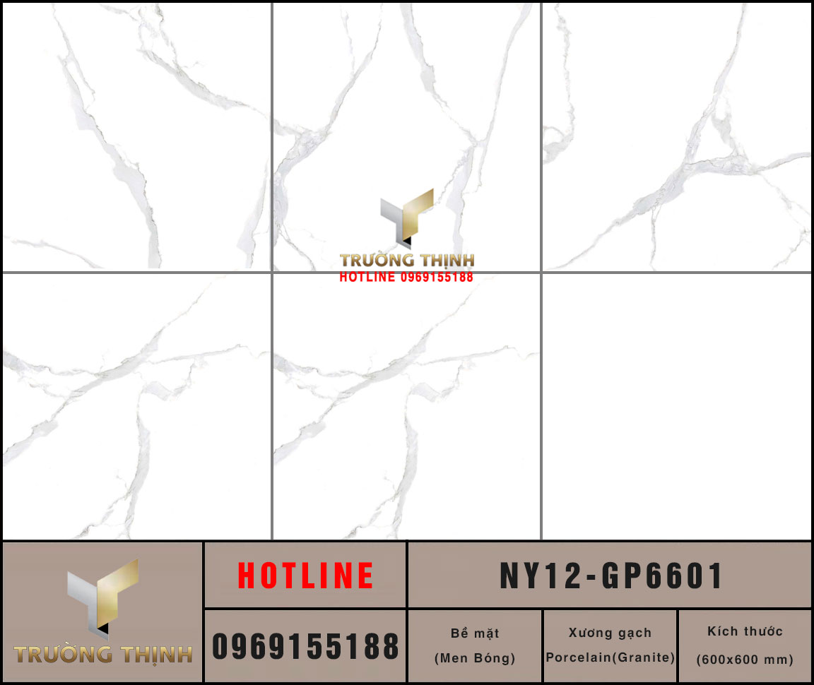 Gạch lát xương đá trắng vân mây 600x600 Viglacera NY12-GP6601: Đẳng cấp không gian hiện đại