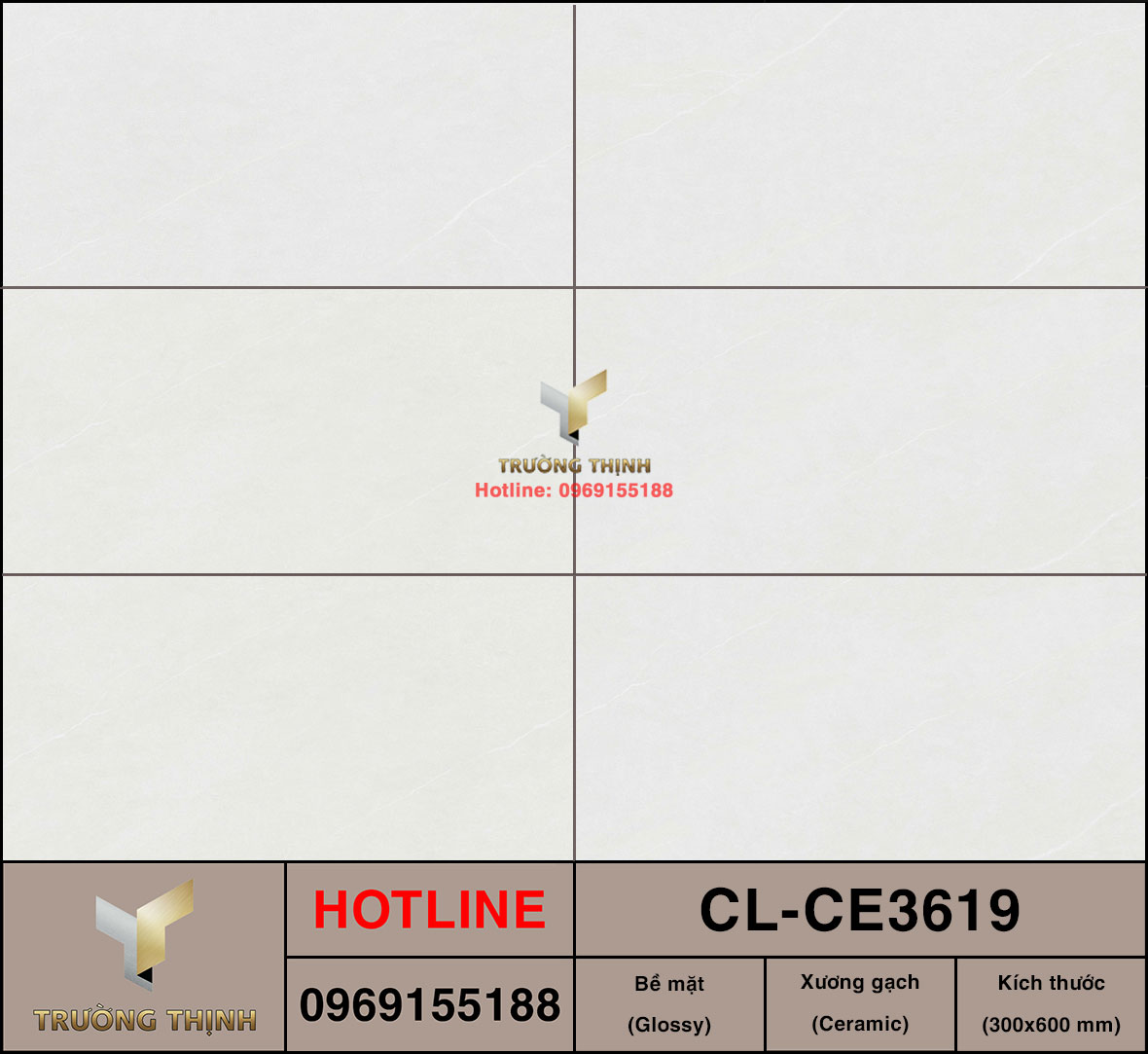 Gạch men ceramic 300x600 Viglacera Cửu Long CL-CE3619 giá rẻ