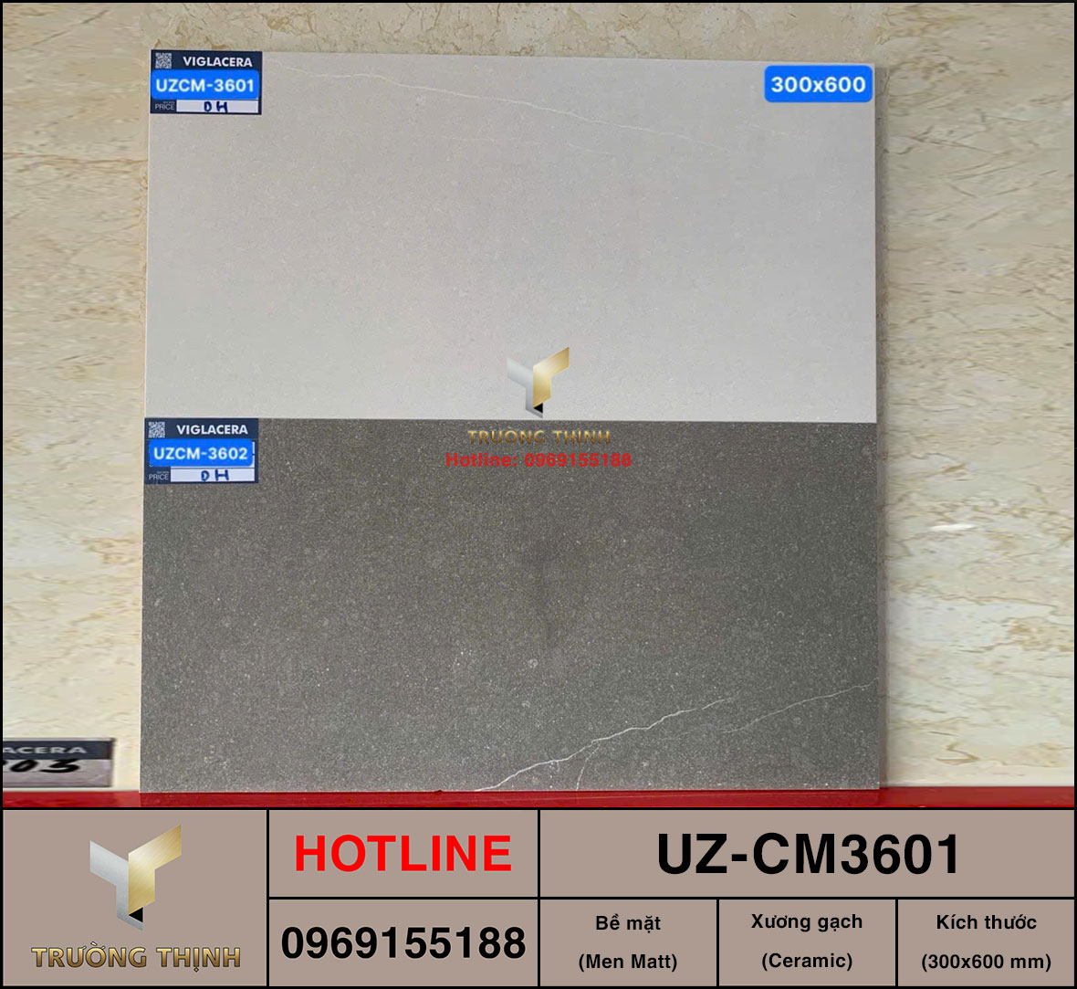 Gạch ốp lát men Matt 300x600 Viglacera UZ-CM3601 – Giải pháp hoàn hảo cho mọi không gian