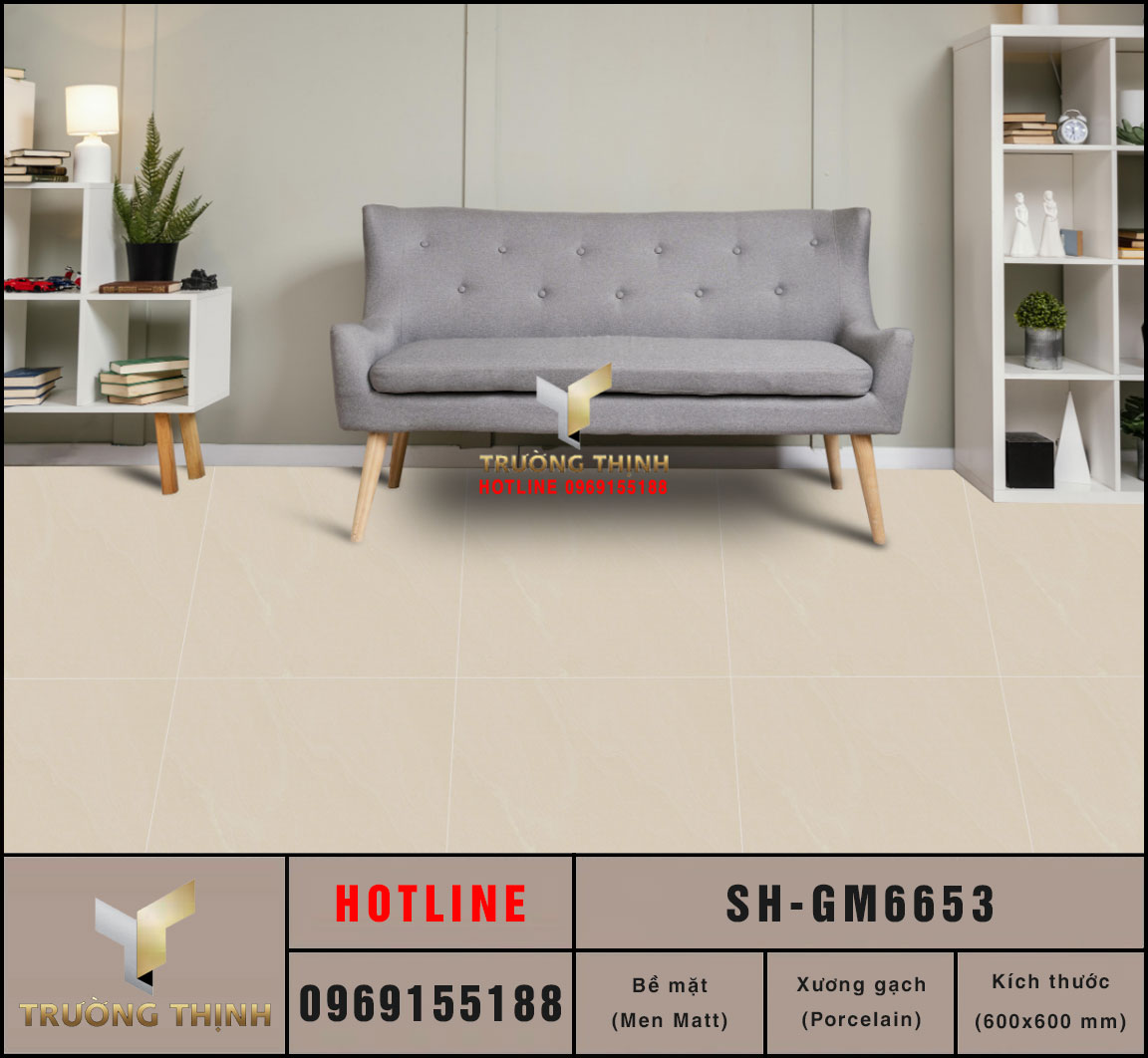 Gạch Porcelain 600x600 Viglacera Sông Hồng SH-GM6653 vân đá