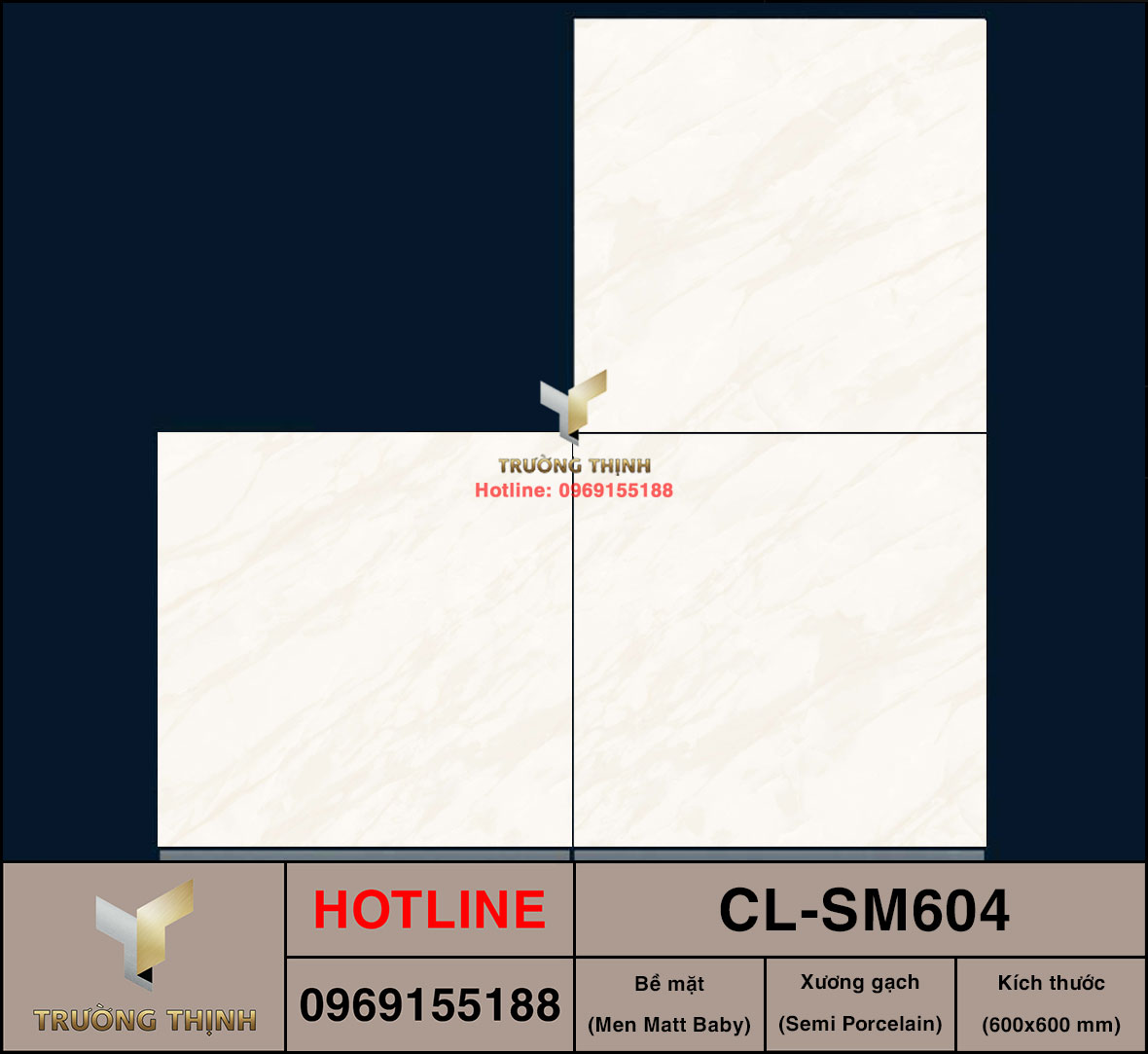 Gạch lát nền 600x600 Viglacera Cửu Long CL-SM604