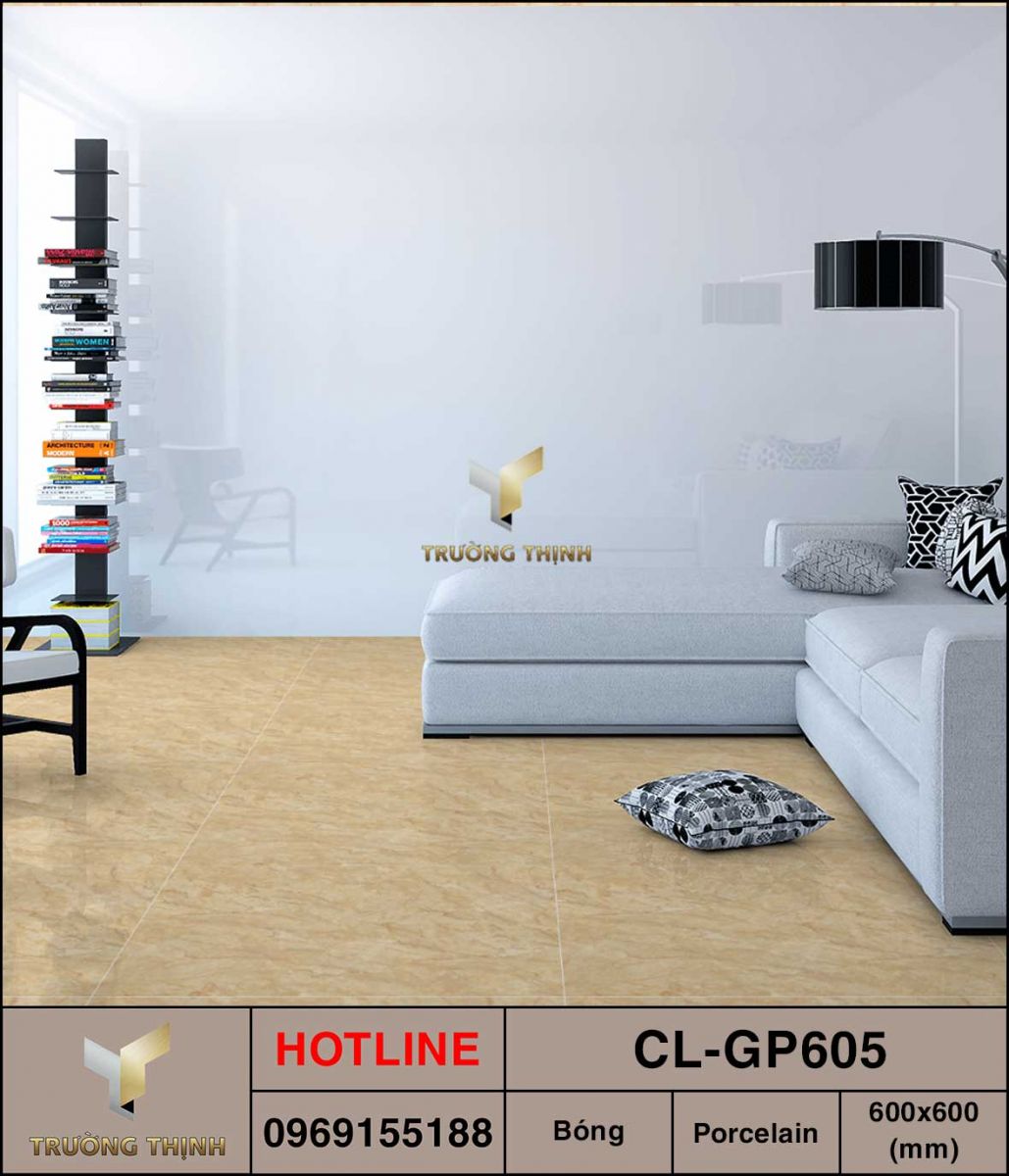 Ảnh mẫu 3D gạch lát nền 600x600 Viglacera Cửu Long CL-GP605