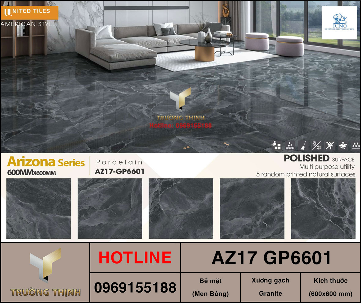 Gạch vân đá men bóng 600x600 Viglacera AZ17-GP6601 | Đẳng cấp, bền đẹp cho mọi không gian