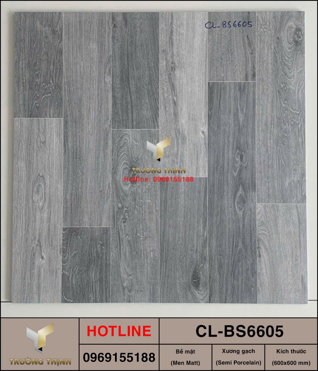 Gạch vân gỗ 600x600 Viglacera Cửu Long CL-BS6605 giá rẻ